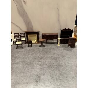 Renewal Doll house furniture plastic bedroom living room dining room - see pics